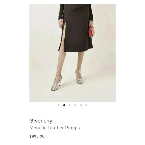 Givenchy Metallic Leather Pumps Shoes 36 6 US T Strap Peep Toe Heel Sandals Cage - Picture 4 of 10
